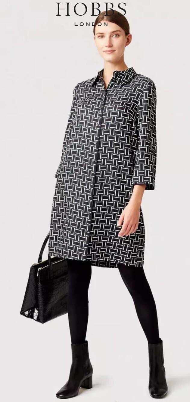 Hobbs London Aubery Geometric Print Shirt Dress